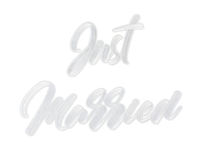 Aufbügelbild Just Married, weiß, 30x18cm - FeierGlanz
